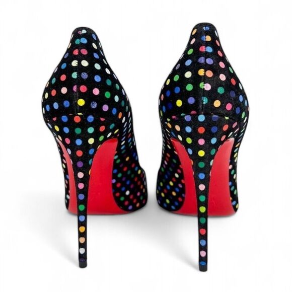 NWT CHRISTIAN LOUBOUTIN Hot Chick Black Scalloped Polka Dot Stiletto Pum… - Picture 9 of 13